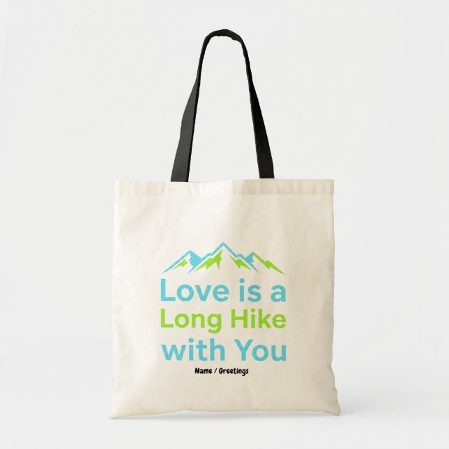 Love is a Long Hike with You Retro Mountain Couple Tygkasse (Framsidan)
