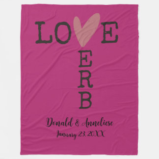 Love Is a Verb Custom Anniversary or Engagement Fleecefilt