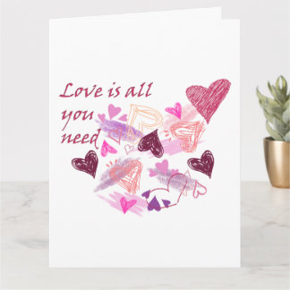 Love is all you need hearts customize inside text kort