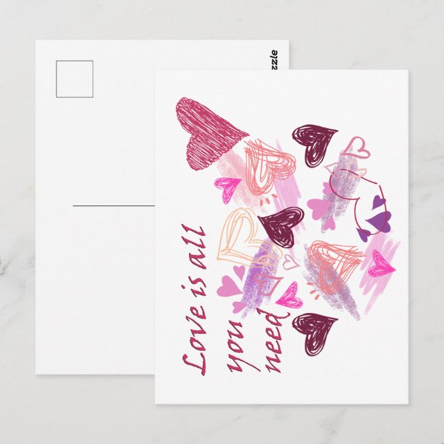 Love is all you need quote vykort (Fram/baksida)