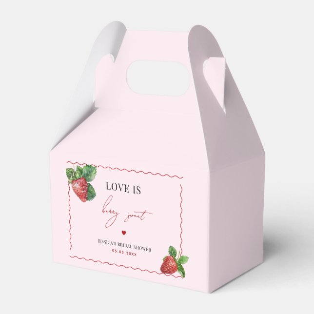 Love is Berry Sweet Pink Strawberry Bridal Shower Presentaskar (Framsidan Sidan)