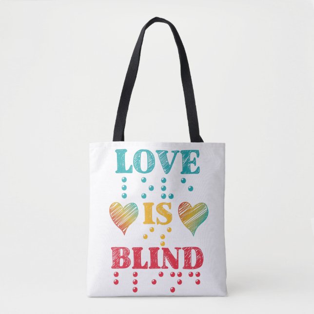 Love Is Blind Braille Hearts Tygkasse (Framsida)