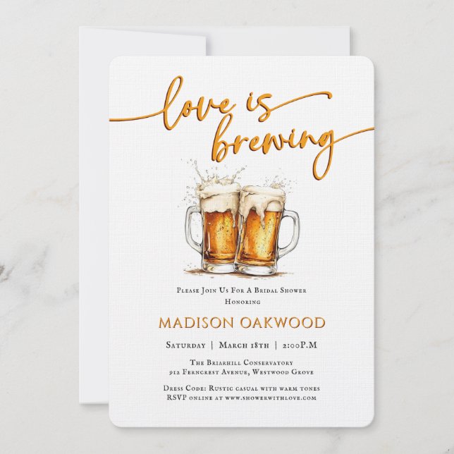 Love Is Brewing Beer Bridal Shower Invitation Inbjudningar (Framsida)