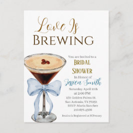 Love is Brewing Blue Bridal Shower Invitation  Vykort
