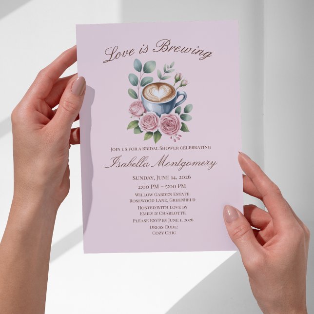 Love Is Brewing Blush Latte Bröllopsfest Inbjudningar (Love Is Brewing Blush Latte Bridal Shower Invitations
)