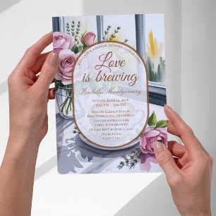Love Is Brewing Blush Latte Morgon Bröllopsfest Inbjudningar