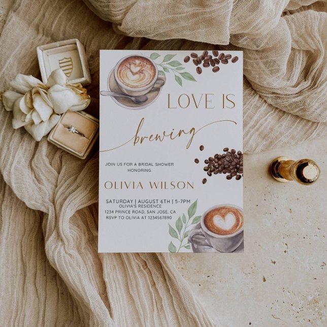 Love is Brewing Bridal Shower- Coffee Theme Party Inbjudningar (Skapare uppladdad)