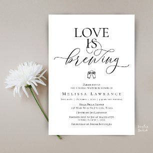 Love Is Brewing Bridal Shower Elegant Skriftstil Inbjudningar