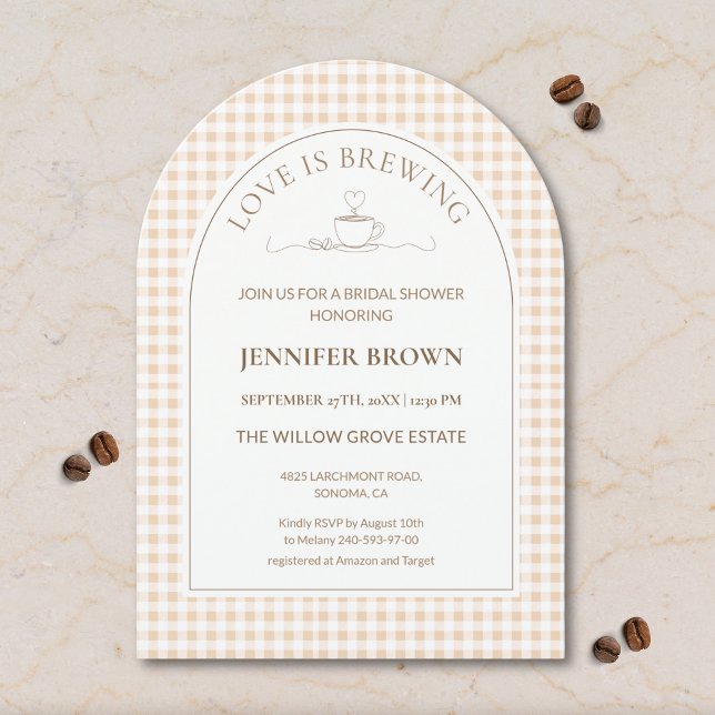 Love Is Brewing Bridal Shower Invitation | Gingham Inbjudningar (Skapare uppladdad)