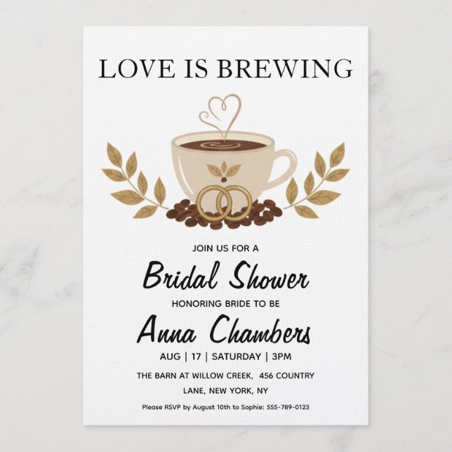 love is brewing bridal shower invitations inbjudningar (Framsida)