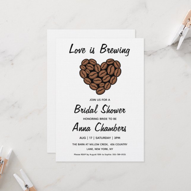 love is brewing bridal shower invitations inbjudningar (Fram/Back In Situ)