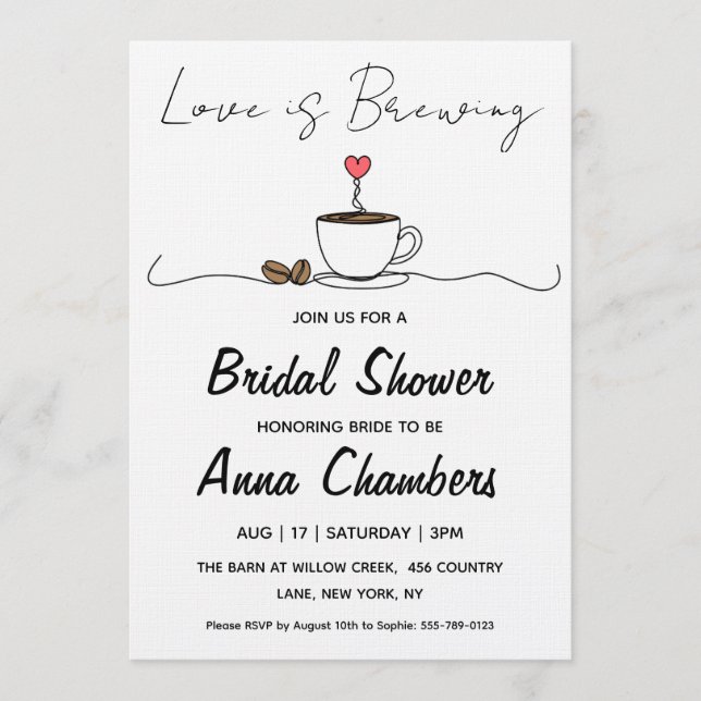 love is brewing bridal shower invitations inbjudningar (Framsida)
