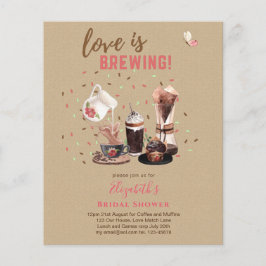 Love Is Brewing BRIDAL SHOWER Kaffe Muffins INBJUD Flygblad