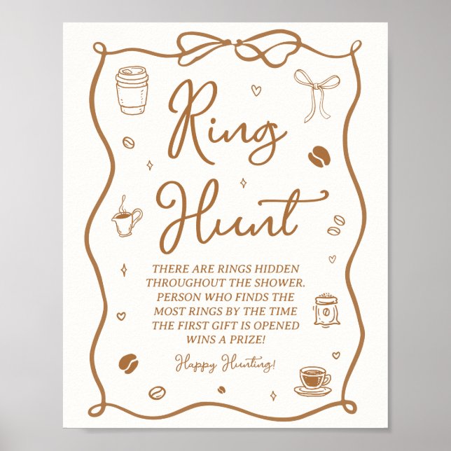 Love is Brewing Bridal Shower Ring Hunt Game Poster (Framsidan)