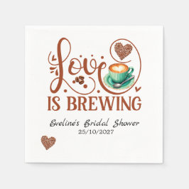 Love Is Brewing Bridal Shower Terracotta Coffee Pappersservett