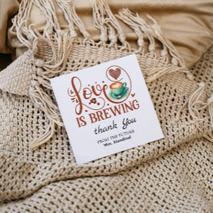 Love Is Brewing Bridal Shower Terrakotta Kaffe Tack Kort