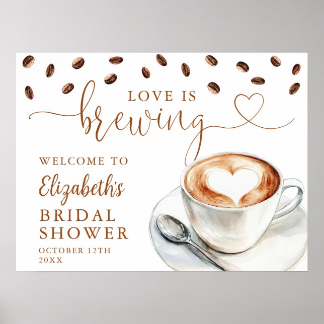 Love Is Brewing Bridal Shower Welcome Sign Poster (Framsidan)