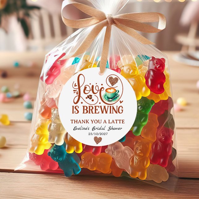 Love Is Brewing Bröllopsdusch Terrakotta Kaffe  Gåvor Etiketter (love is brewing bridal shower wedding gift tag modern espresso martini brown brunch coffee beans)