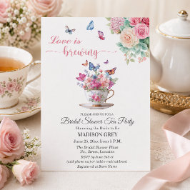 Love is Brewing Butterfly Bridal Shower Tea Party Inbjudningar