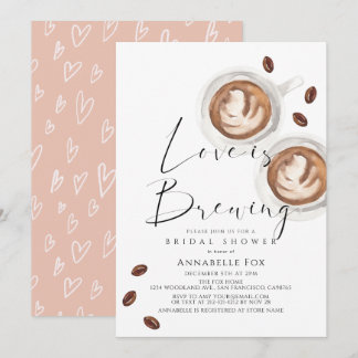 Love is Brewing Cappuccino Coffee Bridal Shower Inbjudningar