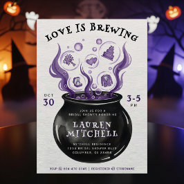 Love is Brewing Cauldron Halloween Bridal Shower Inbjudningar