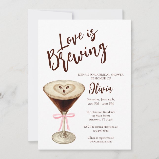 Love Is Brewing Coffee Bridal Shower Invitation Inbjudningar (Framsida)