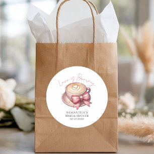 Love Is Brewing Coffee Bröllopsdusch  Runt Klistermärke