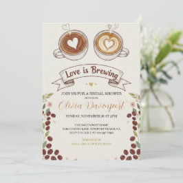 Love is Brewing Coffee Hand Drawn Bridal Shower  Inbjudningar