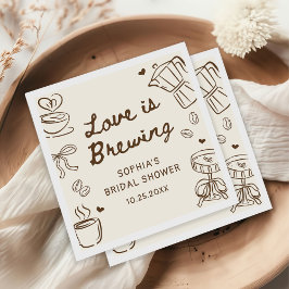 Love is Brewing Coffee Hand Drawn Bridal Shower Pappersservett