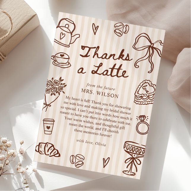 Love is Brewing Coffee Hand Drawn Bridal Shower Tack Kort (Skapare uppladdad)