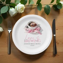 Love Is Brewing Coffee Pink Bow Bridal Shower