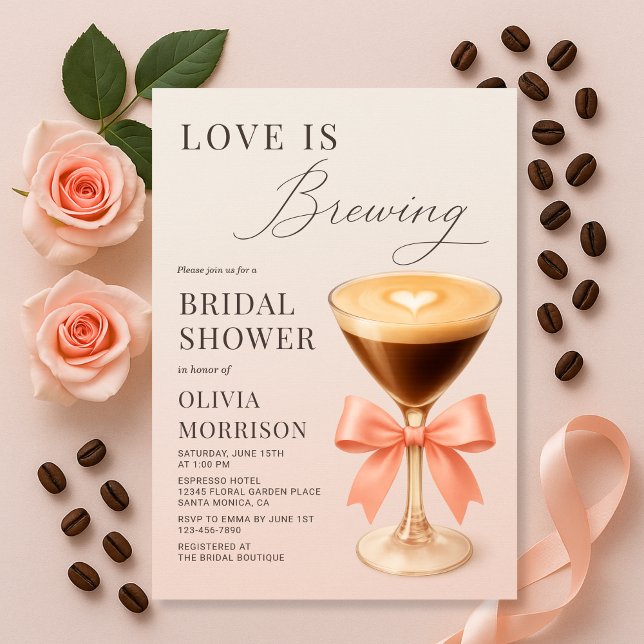 Love is Brewing Coquette Pink Bridal Shower Inbjudningar (Skapare uppladdad)