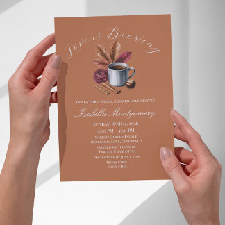 Love Is Brewing Cozy Rustic Coffee Bridal Shower Inbjudningar
