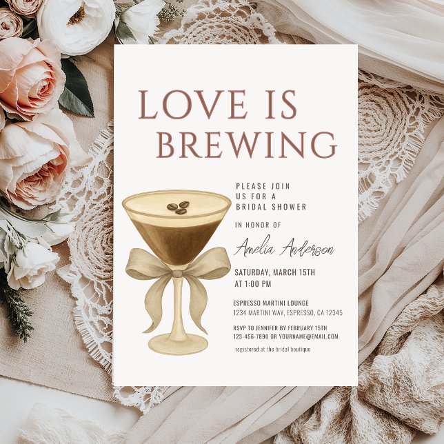 Love is Brewing  Espresso Martini Bridal Shower Inbjudningar (Skapare uppladdad)