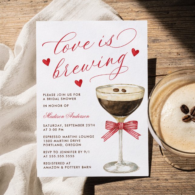 Love Is Brewing Espresso Martini Bridal Shower Inbjudningar (Skapare uppladdad)