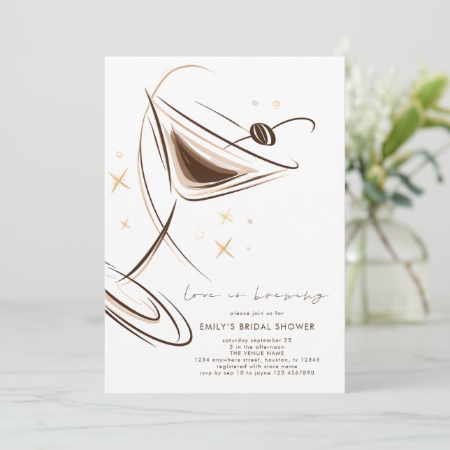 Love is Brewing Espresso Martini Bridal Shower Inbjudningar (Stående Fram)