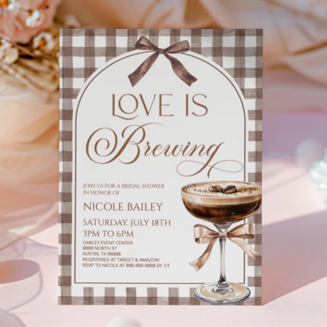 Love Is Brewing Expresso Martini Bow Bridal Shower Inbjudningar (Skapare uppladdad)