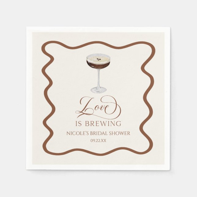 Love Is Brewing Expresso Martini Bröllopsdusch Pappersservett (Framsidan)