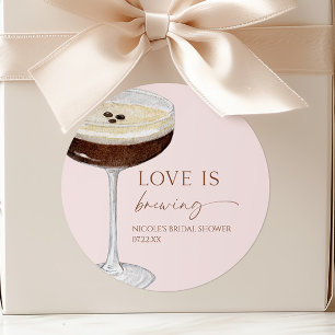Love Is Brewing Expresso Martini Bröllopsdusch Runt Klistermärke