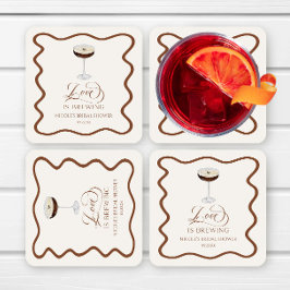 Love Is Brewing Expresso Martini Bröllopsfest Underlägg Papper Kvadrat