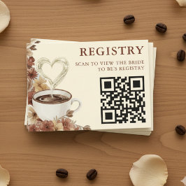 Love is Brewing Floral Coffee QR Code Registry Tilläggskort
