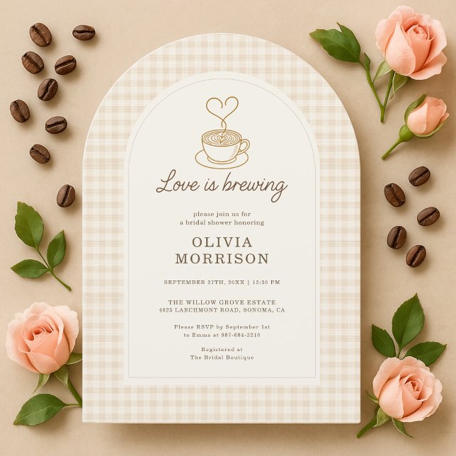 Love is Brewing Gingham Coffee Bridal Shower Inbjudningar (Skapare uppladdad)