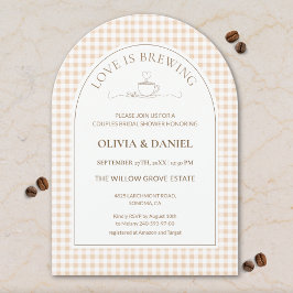 Love Is Brewing Gingham Coffee Couples Shower Inbjudningar