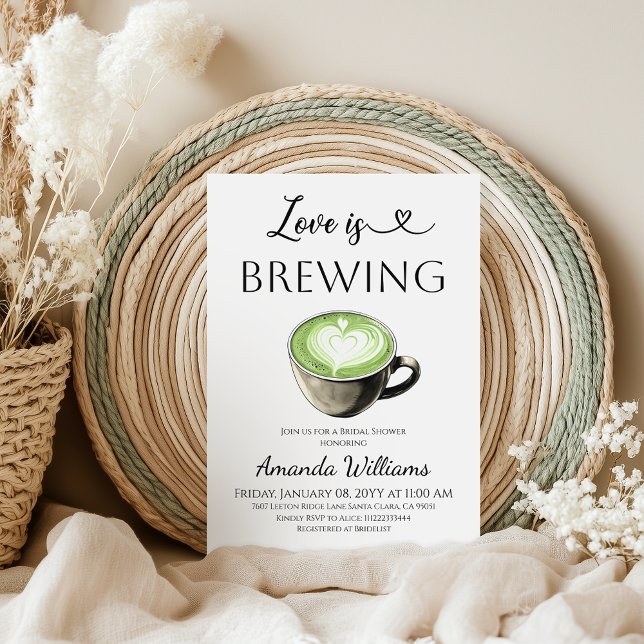 Love is Brewing Green Coffee Matcha Bridal Shower Inbjudningar (Skapare uppladdad)