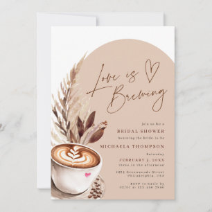 Love is Brewing Kaffe Pampas Bröllopsdusch Inbjudningar
