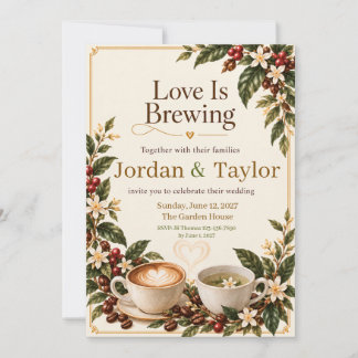 Love Is Brewing Kaffe & Te Bröllop Inbjudningar