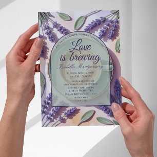 Love Is Brewing Lavender Latte Bröllopsdusch Inbjudningar