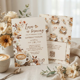 Love is Brewing QR Code Coffee Bridal Shower Inbjudningar