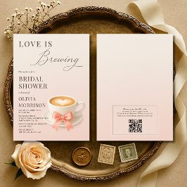 Love is Brewing QR Code Coffee Bridal Shower Inbjudningar
