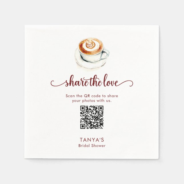 Love is Brewing Share the Love Photos QR Code Pappersservett (Framsidan)